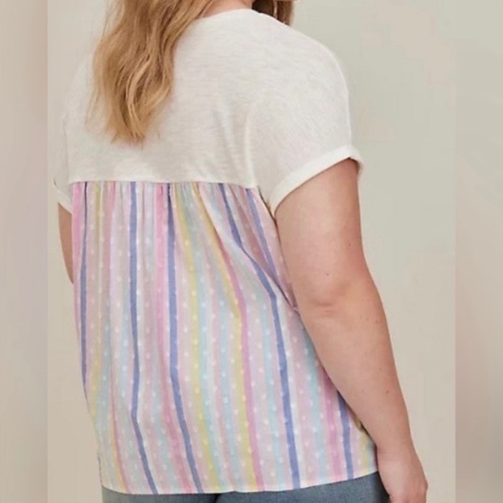 New without tags Torrid white/pastel striped tee